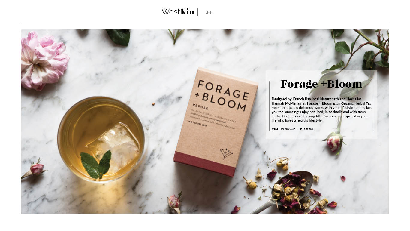 A local xmas gift guide featuring Forage and Bloom teas by West Kin magazine