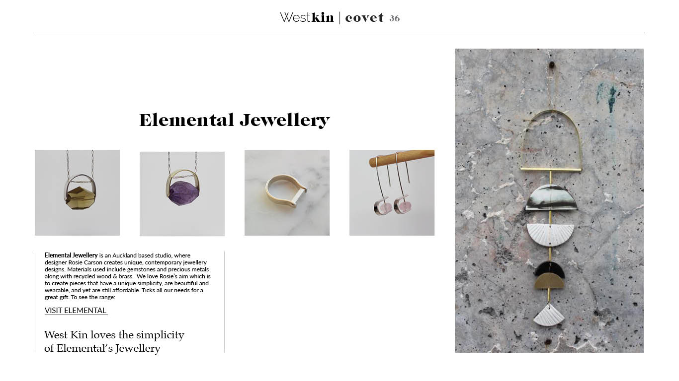 A local xmas gift guide featuring Elemental Jewellery by West Kin magazine