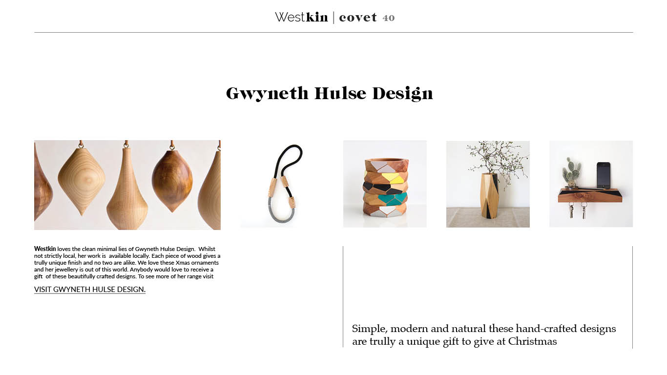 A local xmas gift guide featuring Gwyneth Hulse by West Kin magazine