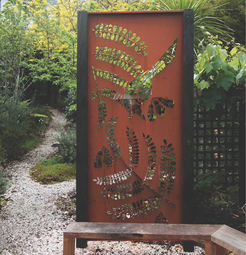 Metal garden screen designed by Mal white